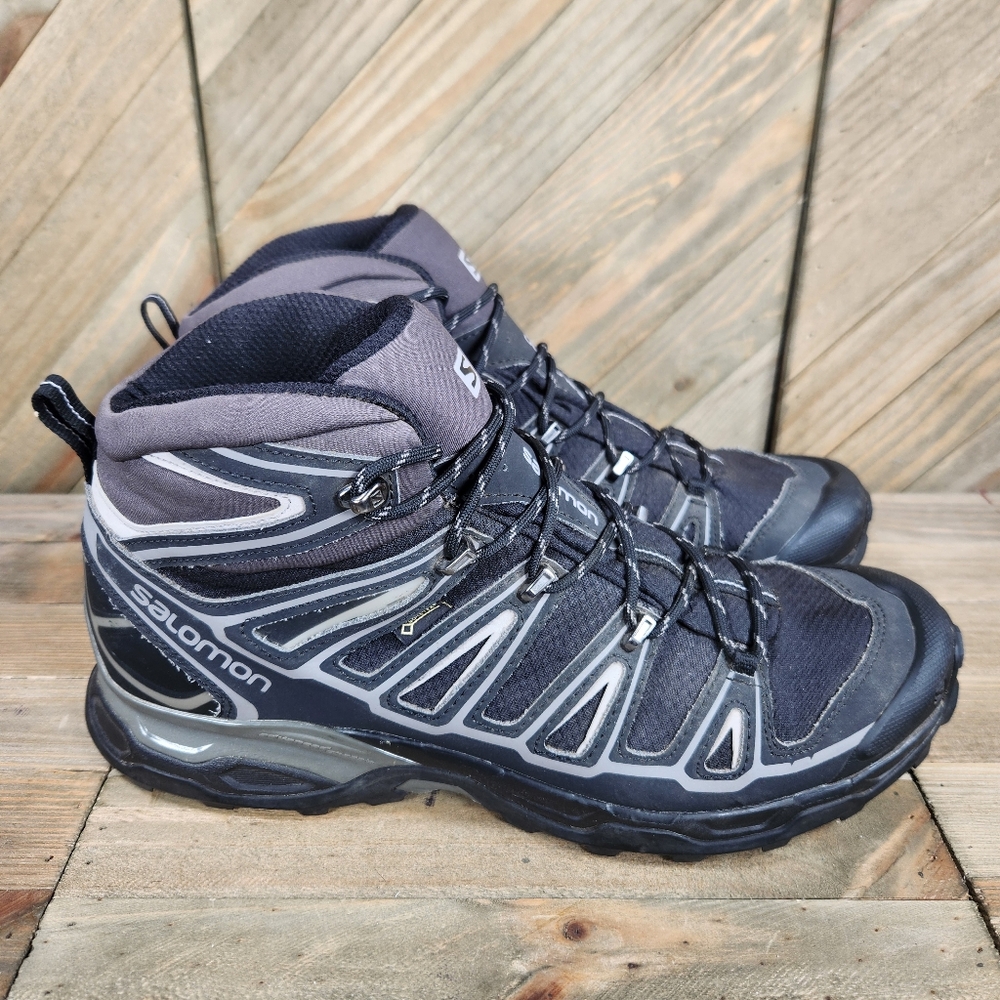 Salomon X Ultra 2 Mid GTX Mens Outdoor Hiking Boots Size 12 Gray Black Gore-Tex